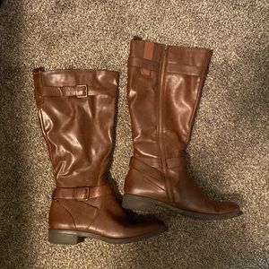 Brown leather boots